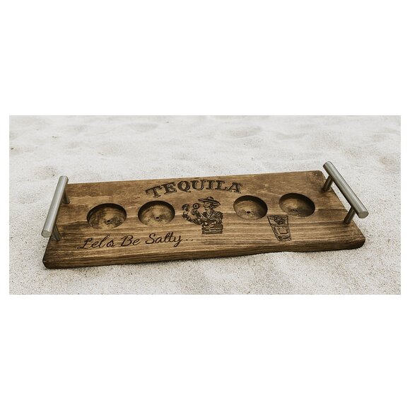 Bourbon Flight Board Flights Bourbon Pine Wood Serving Trays Tasting Boards - Picture 1 of 8